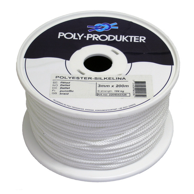 POLYESTERSILKELINA POLY FLÄTAD VIT 3MMX200M | Beijerbygg Byggmaterial