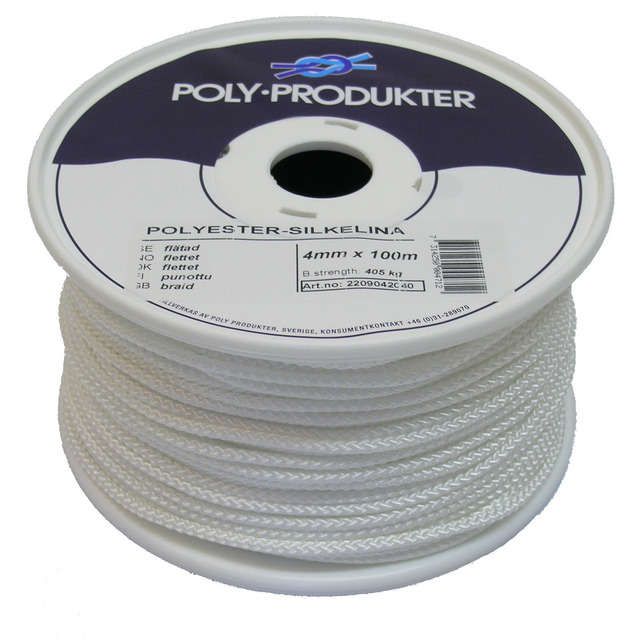 POLYESTERSILKELINA POLY FLÄTAD VIT 4MMX100M | Beijerbygg Byggmaterial
