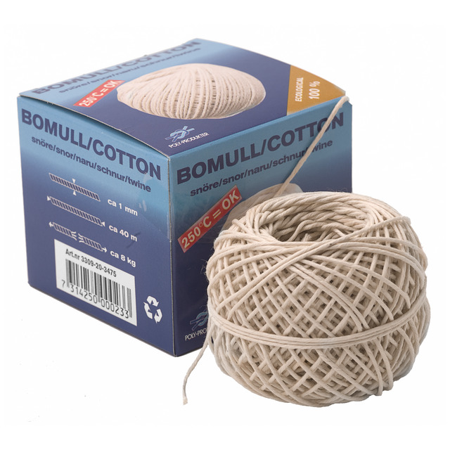 STEKSNÖRE POLY BOMULL VIT 1MMX40M