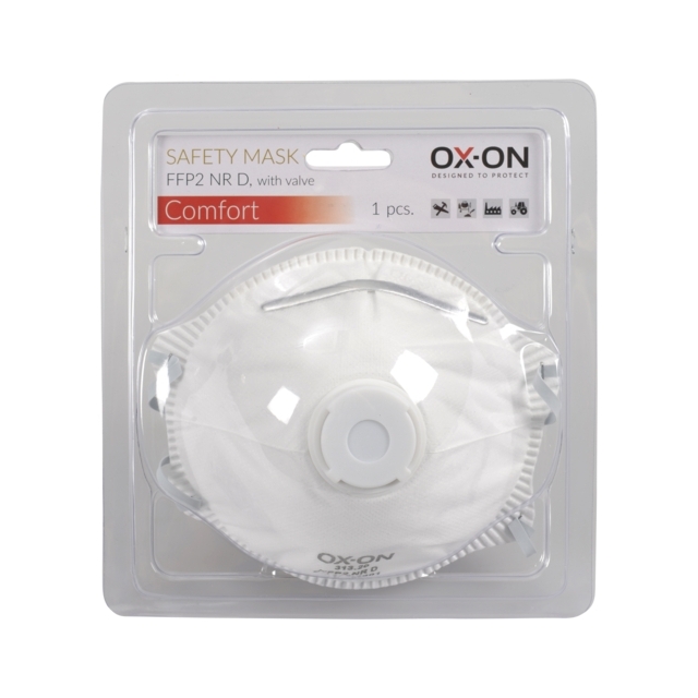 MASK FFP2 MED VENTIL 1-PACK OX-ON ANDNINGSSKYDD MUNSKYDD | Beijerbygg Byggmaterial