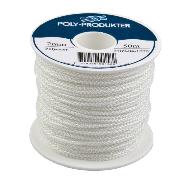 POLYESTERSILKELINA POLY FLÄTAD VIT 2MMX50M | Beijerbygg Byggmaterial