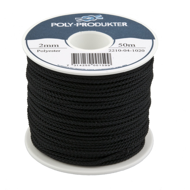 POLYESTERSILKELINA POLY FLÄTAD SVART 2MMX50M | Beijerbygg Byggmaterial