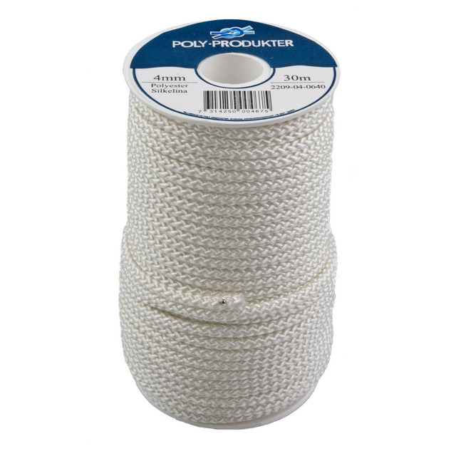 POLYESTERSILKELINA POLY FLÄTAD VIT 4MMX12M | Beijerbygg Byggmaterial