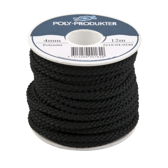 POLYESTERSILKELINA POLY FLÄTAD SVART 4MMX12M | Beijerbygg Byggmaterial