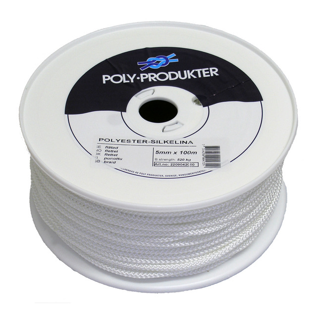 POLYESTERSILKELINA POLY FLÄTAD VIT 5MMX100M | Beijerbygg Byggmaterial