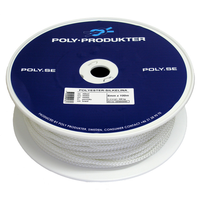 POLYESTERSILKELINA POLY FLÄTAD VIT 6MMX100M | Beijerbygg Byggmaterial