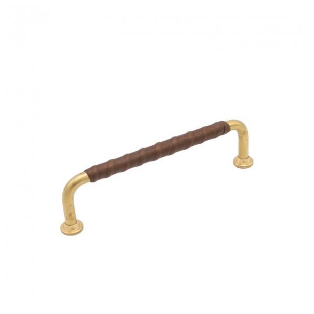 HANDTAG 1353-128 MÄSSING LÄDER OBEHANDLAT LINDAT BRUN