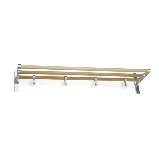 Produktbild föreställande artikeln HATTHYLLA ELEGANT ALU/EK 400MM  från kategorin Väggkrokar& Klädhängare