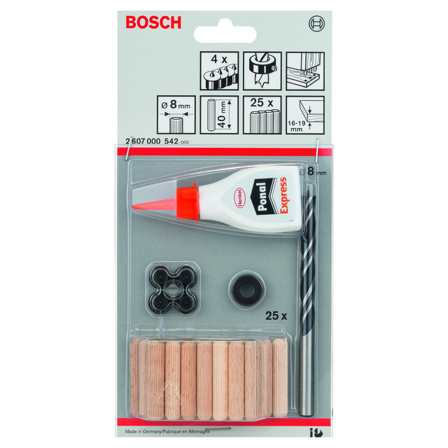 TRÄPLUGGSET 8MM 32ST PLUGGSET MED BORR