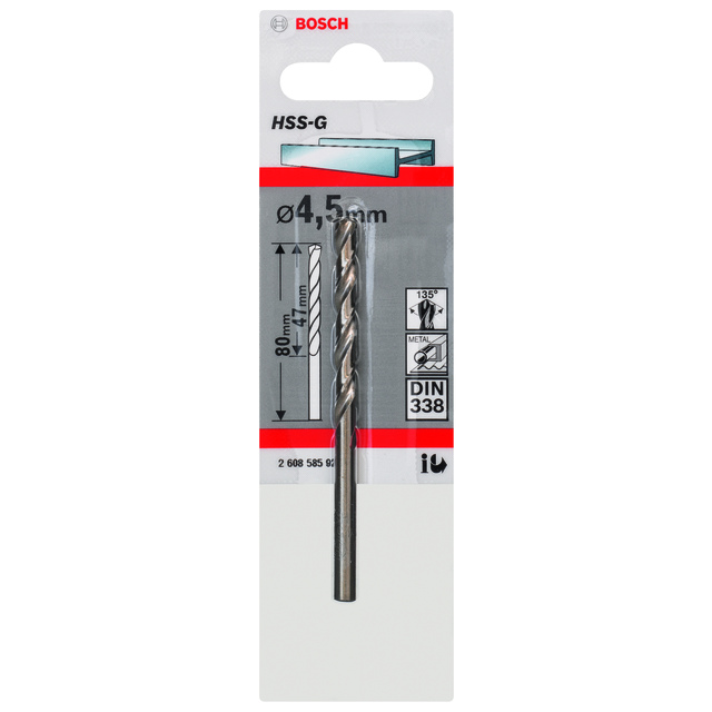 METALLBORR HSS-G S 4,5X80MM SLIPAT BORR SJÄLVCENTRERANDE
