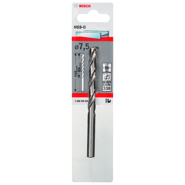 METALLBORR HSS-G S 7,5X109MM SLIPAT BORR SJÄLVCENTRERANDE