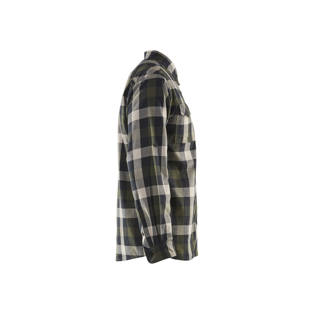 FLANELLSKJORTA 3299 1152 MÖRK OLIVGRÖN/SVART 4XL