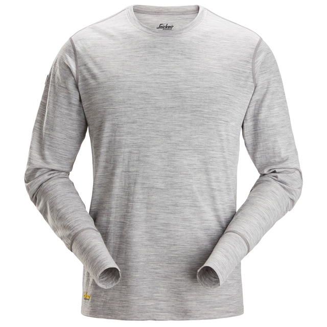 T-SHIRT LÅNGÄRMAD ULL GRÅMELERAD STL L | Beijerbygg Byggmaterial