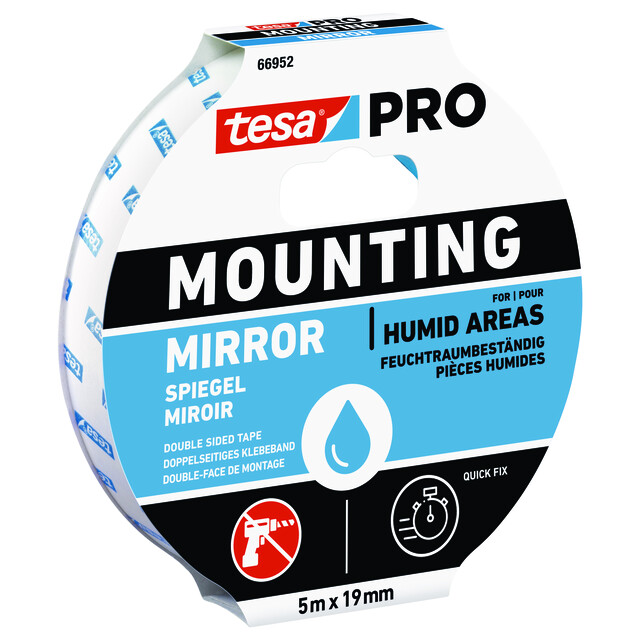 Produktbild föreställande artikeln MONTERINGSTEJP 66952 PRO MOUNTING TESA SPEGEL 5MX19MM från kategorin Maskeringstejp