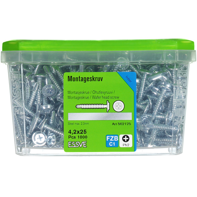 MONTAGESKRUV 4,2X25 BORRSP 1000ST   FZB STÅL     406508