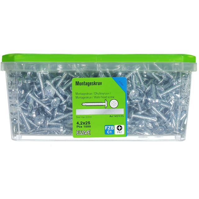 MONTAGESKRUV 4,2X25 BORRSP 1000ST   FZB STÅL     406508