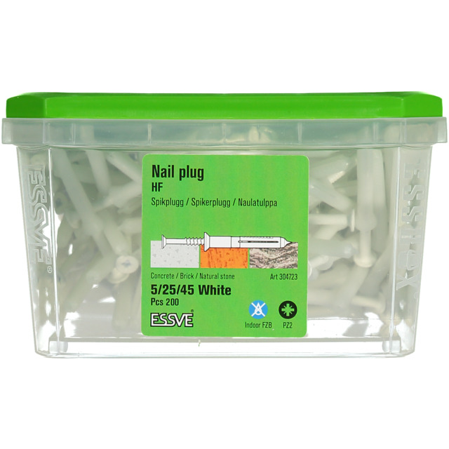 SPIKPLUGG 5/25/45 VIT 200ST                 101102 | Beijerbygg Byggmaterial