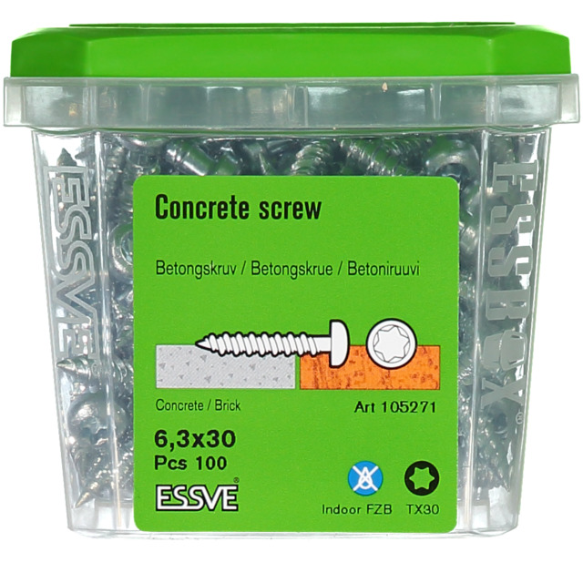 BETONGSKRUV 6,3X30 KULLR FZB TX30 100ST