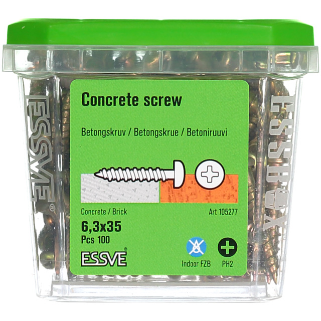 BETONGSKRUV 6,3X35 KULLR FZB PH2 100ST | Beijerbygg Byggmaterial