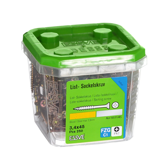 LISTSKRUV 3,4X45 GULKROM 250ST                 406405