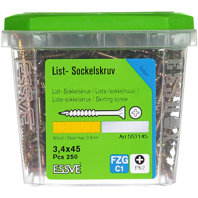 LISTSKRUV 3,4X45 GULKROM 250ST                 406405