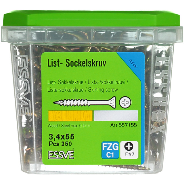 LISTSKRUV 3,4X55 GULKROM 250ST                 406405