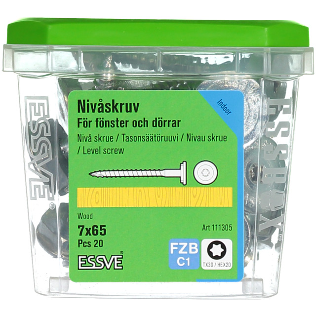 NIVÅSKRUV 7,0X65 FZB TX30-20 20ST