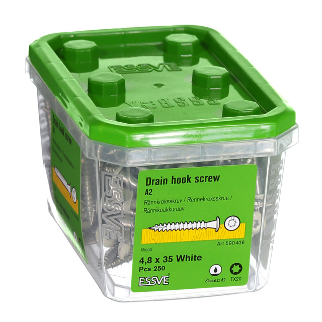 RÄNNKROKSSKRUV A2 4,8X35MM VIT 250ST TX20
