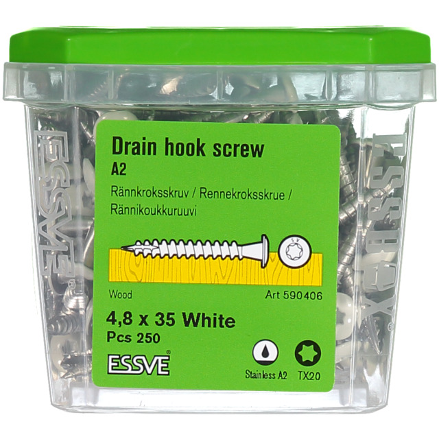 RÄNNKROKSSKRUV A2 4,8X35MM VIT 250ST TX20