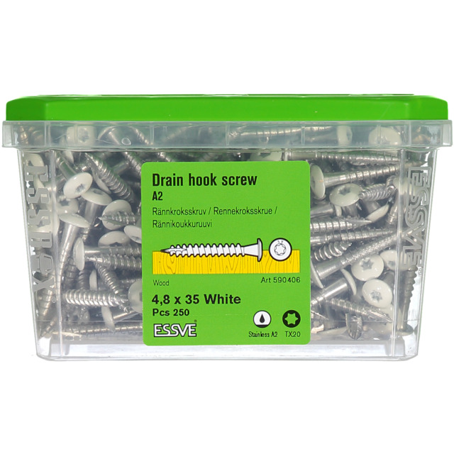 RÄNNKROKSSKRUV A2 4,8X35MM VIT 250ST TX20