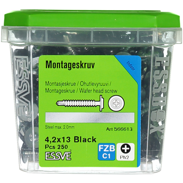 MONTAGESKRUV 4,2X13 SVART 250ST   BORRSP    (6) 406508