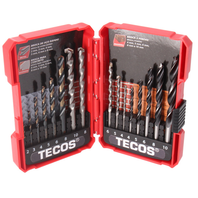 BORRSET UNIKT MIXED HSS TRÄ MUR 16DELAR