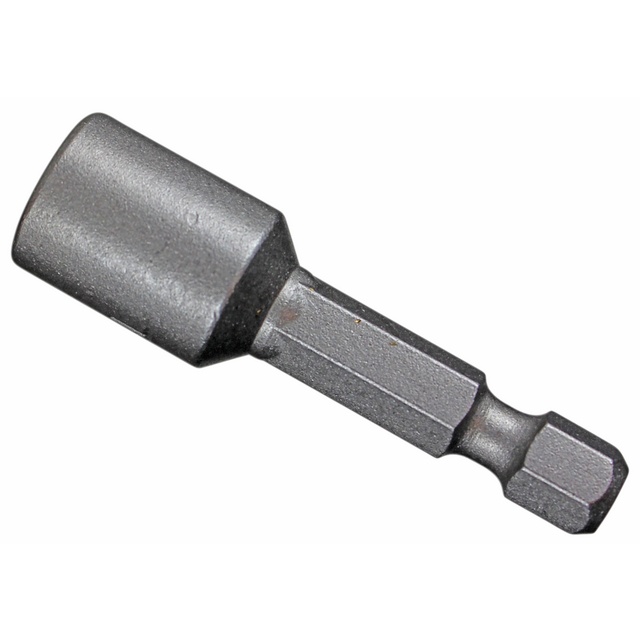 Metallisk borrbitsadapter med sexkantsfäste och cylinderformad ände.