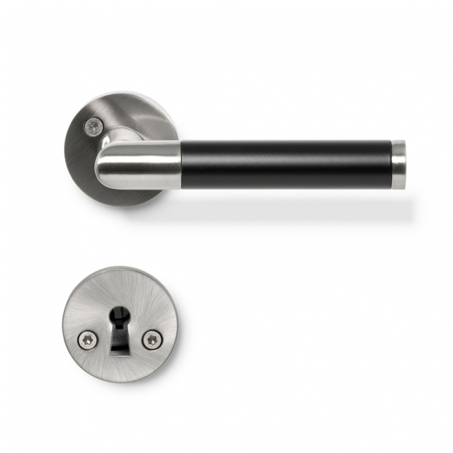 DÖRRHANDTAG KOSTER MATTBORSTAD KROM/SVART INKL NS | Beijerbygg Byggmaterial