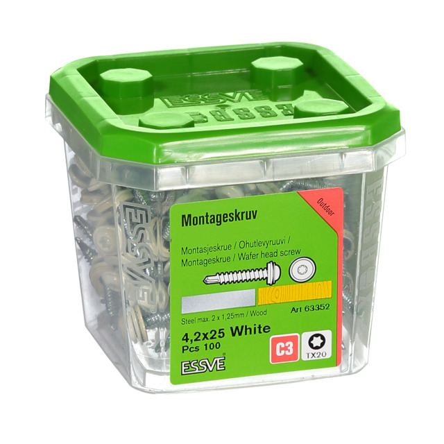 MONTAGESKRUV VIT 4,2X25 100ST RAL9011 M RFR BRICKA