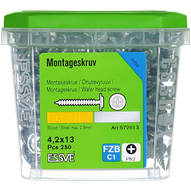 MONTAGESKRUV SH 4,2X13 FZB 250ST TRÄ/STÅL  (6) 406511