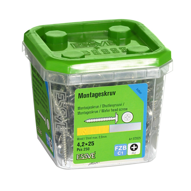 MONTAGESKRUV SH 4,2X25 FZB 250ST TRÄ/STÅL  (6) 406511