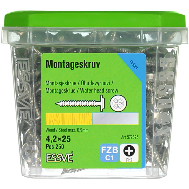 MONTAGESKRUV SH 4,2X25 FZB 250ST TRÄ/STÅL  (6) 406511