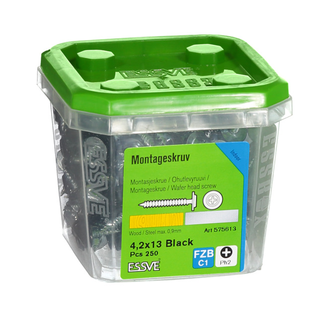 MONTAGESKRUV SH 4,2X13 SVART 250ST FZB         (6) 406511
