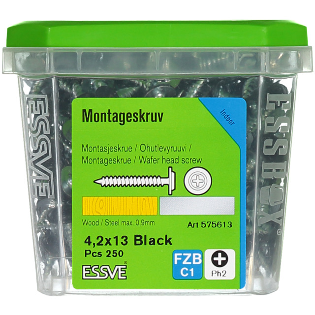 MONTAGESKRUV SH 4,2X13 SVART 250ST FZB         (6) 406511