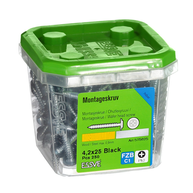 MONTAGESKRUV SH 4,2X25 SVART 250ST FZB         (6) 406511