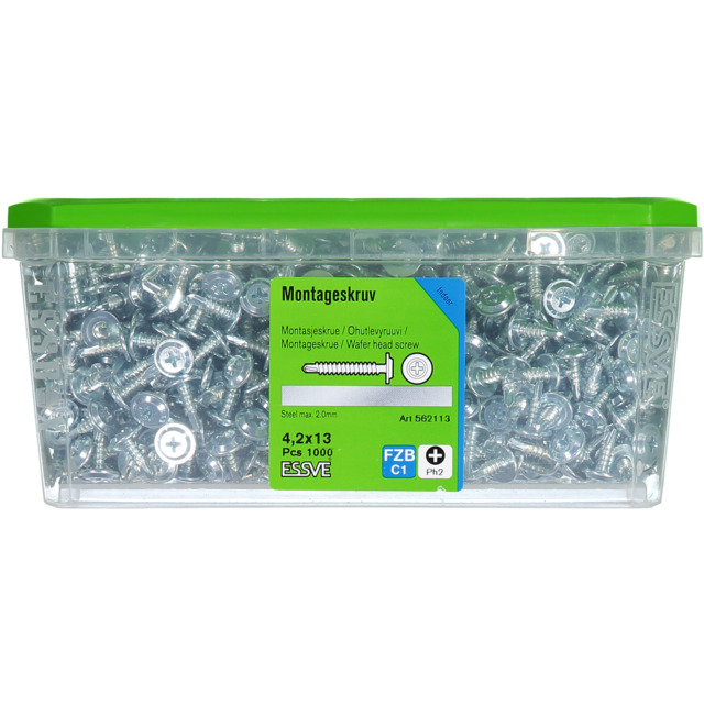 MONTAGESKRUV 4,2X13 BORRSPETS 1000ST PH2 STÅL FZ 406511