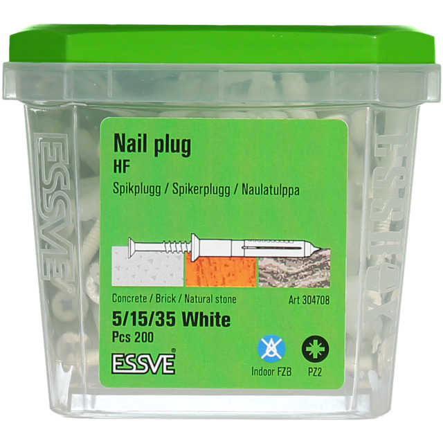 SPIKPLUGG 5/15/35 VIT M 200ST                 101102 | Beijerbygg Byggmaterial