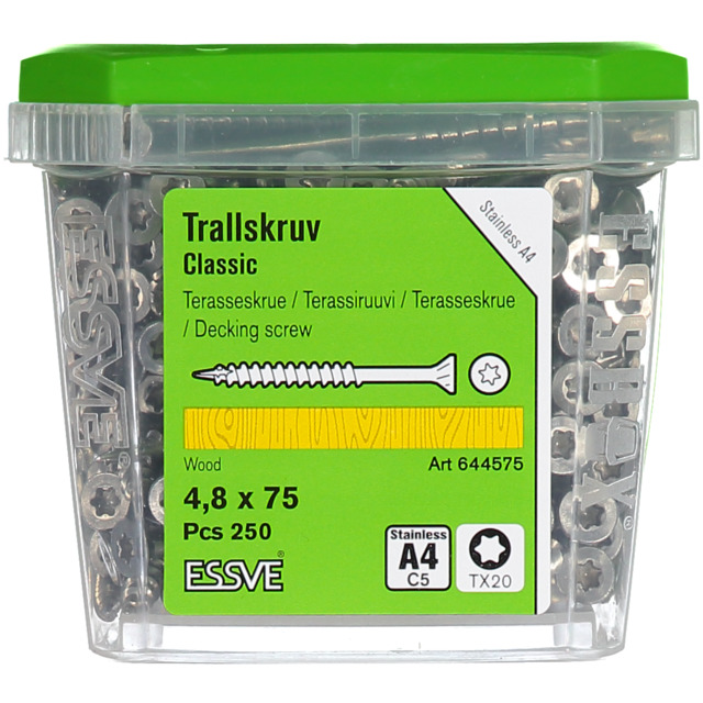 TRALLSKRUV ESSVE A4 4,8X75 250ST