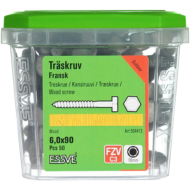 FRANSK TRÄSKRUV T6S FZV 6X90 50ST