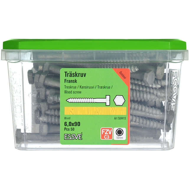 FRANSK TRÄSKRUV T6S FZV 6X90 50ST