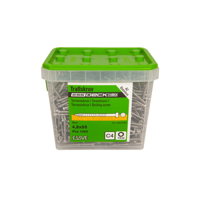 TRALLSKRUV ESSDECK MAX TX20 A2 HINK 4,8X55 1000ST