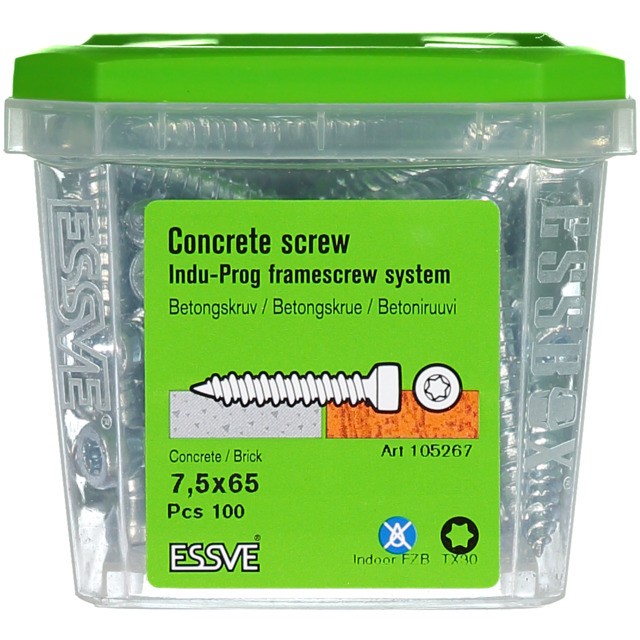 BETONGSKRUV 7,5X65 INDU-PROG 100ST KARMSKRUV   (1) 100502