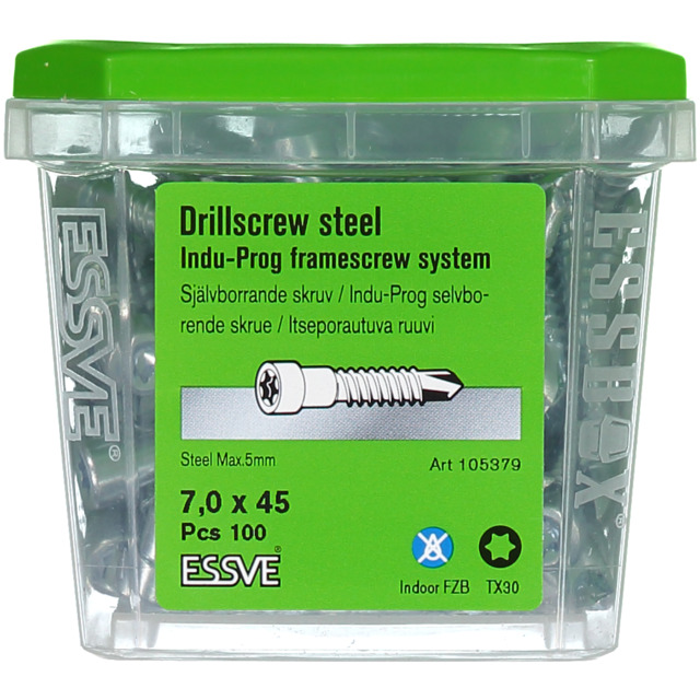 BORRSKRUV 7X45 INDU-PROG 100ST M BORRSPETS KARMSKRUV