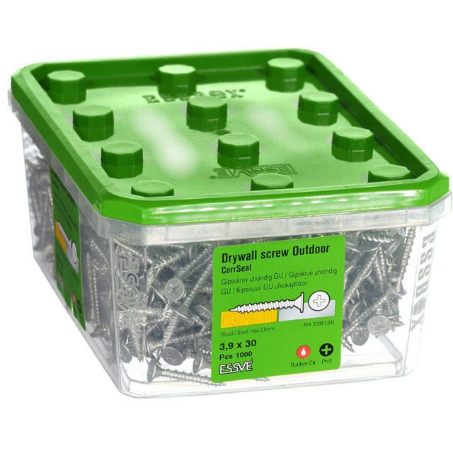 GIPSSKRUV KOMBI 3,9X30 UTVÄND CORRSEAL 1000ST/PKT STÅL/TRÄ